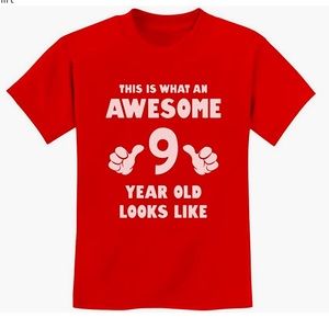 9th Birthday shirt for boys or girls. Worn once. Like New. Youth Size M